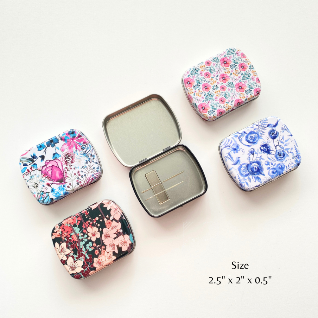 Eight22Crafts - Vente Accessoire de broderie/point de croix - Boîte à aiguilles magnétique large, étui à aiguilles floral moderne6