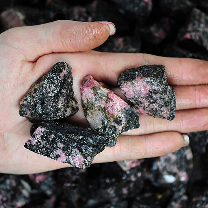 Fantasia Mining - Wholesale Spiritual Stone/Crystal - Rough Rhodonite Crystals - Raw Natural Stones (1 lb)