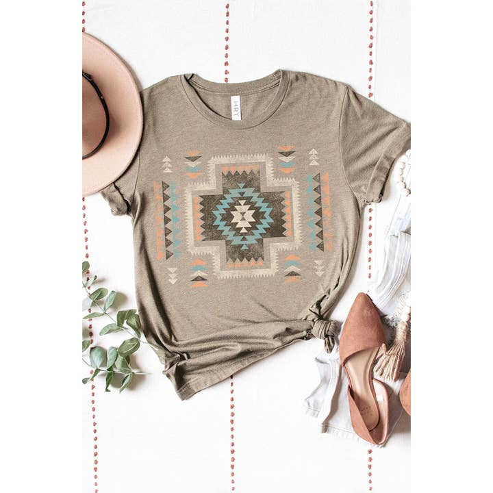 HRTandLUV - Wholesale Screen Printed T-Shirt - Women's - AZTEC WASHED GRAPHIC TEE