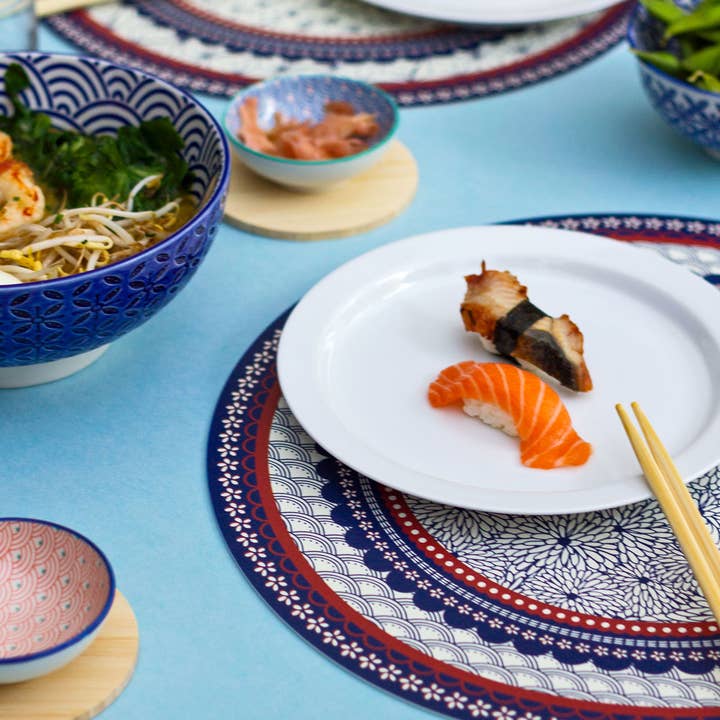 Emily Evans - Vente Sets de table - Ensemble de 6 sets de table ronds motif Japon1