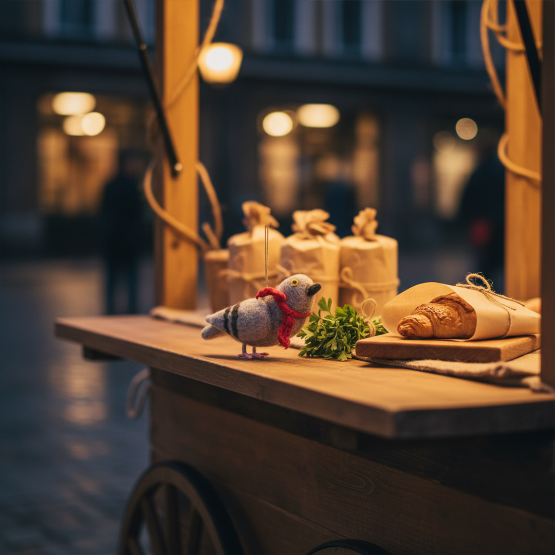 Felt So Good - Wholesale Ornament - Handgemaakte Duif met een Sjaal Hangende Vogelversiering4