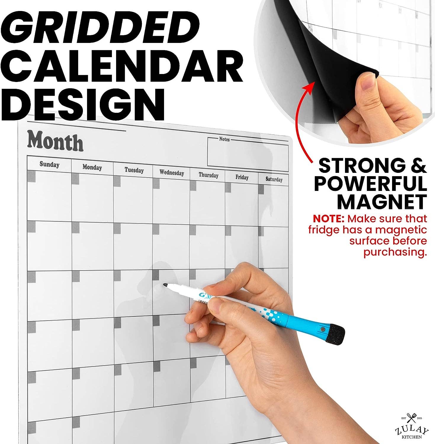 Zulay Kitchen - Wholesale Whiteboard/Dry-Erase Board - Magnetic Dry Erase Calendar Whiteboard Kit2