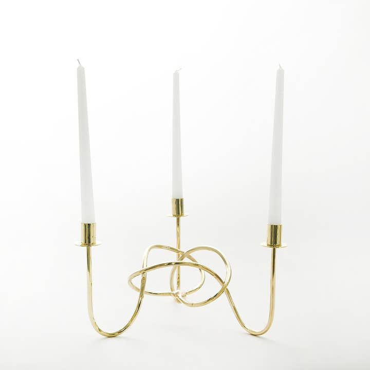 Porte-bougie Fil de Solidarité – Ensemble de 3 - Laiton Poli pour la vente par Byaas