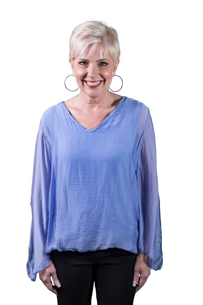 TINA Stephens Italy/Tees By Tina - Wholesale Blouse - Women's - Tiffany Silk Butterfly Bottom Open Wrist (BLS218)8