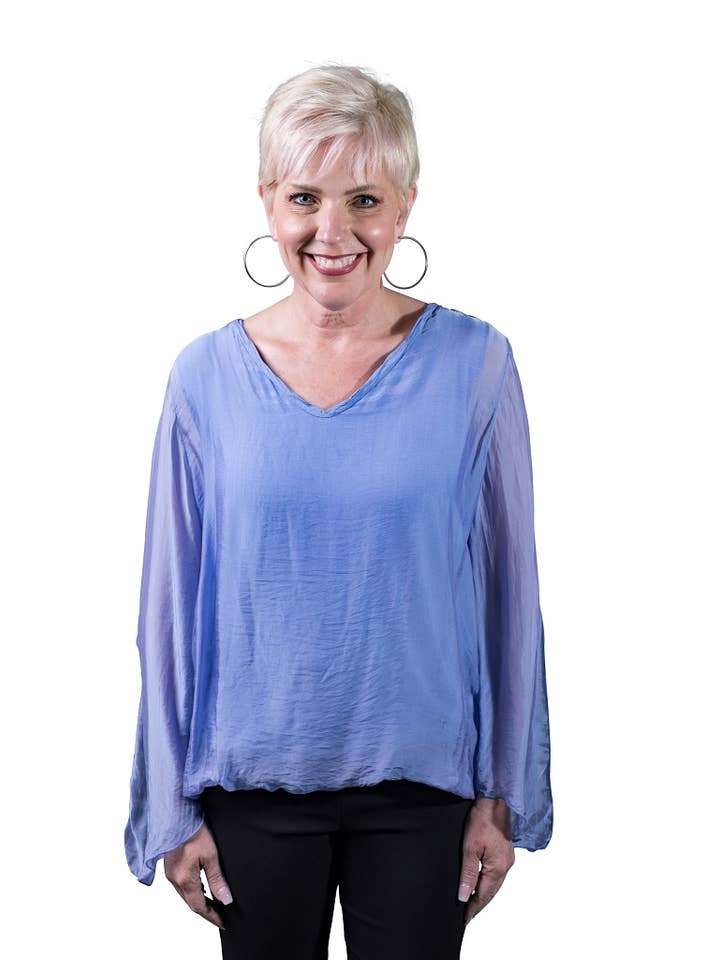 TINA Stephens Italy/Tees By Tina - Wholesale Blouse - Women's - Tiffany Silk Butterfly Bottom Open Wrist (BLS218)8