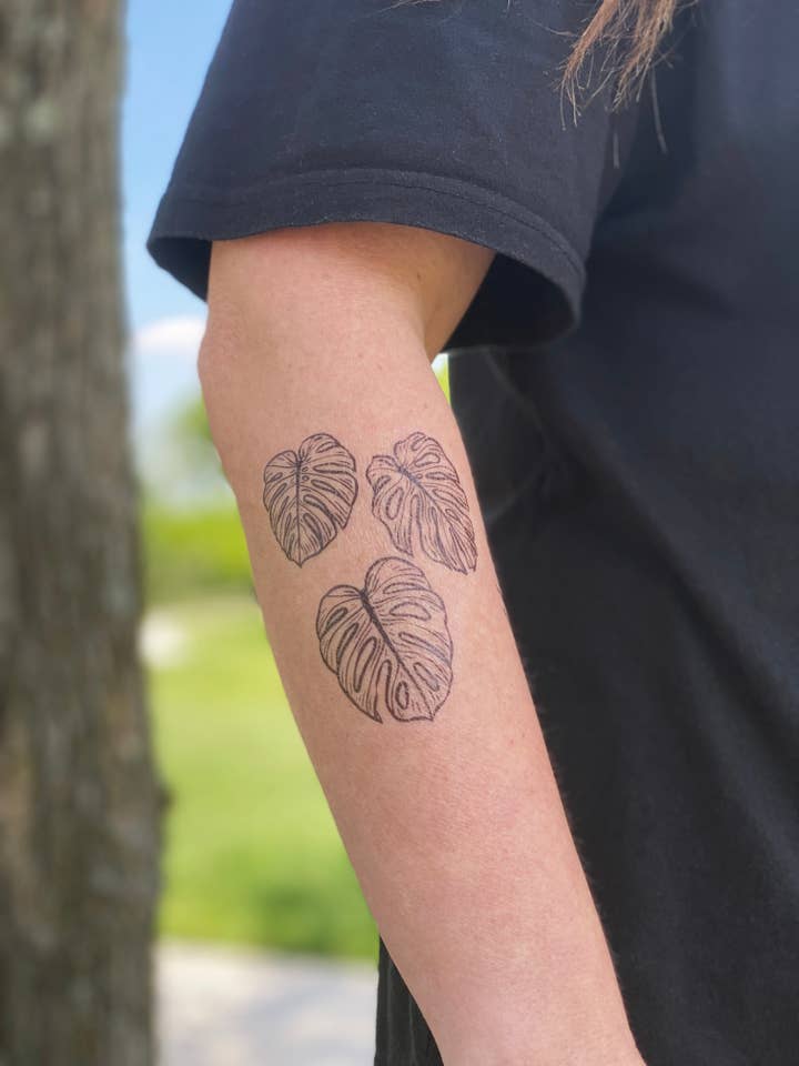 Monstera Leaves Temporary Tattoo for wholesale by NatureTats
