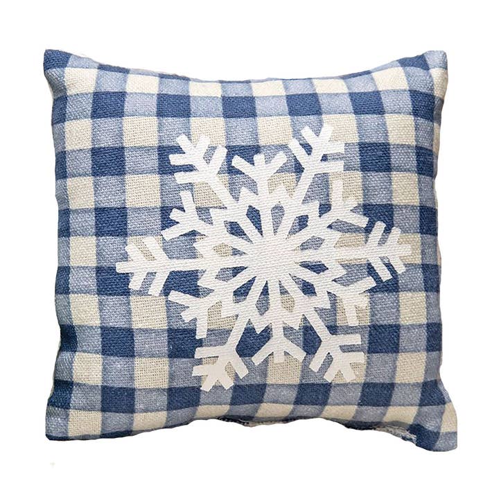 Blue Check Snowflake Pillow for wholesale by Col House Designs