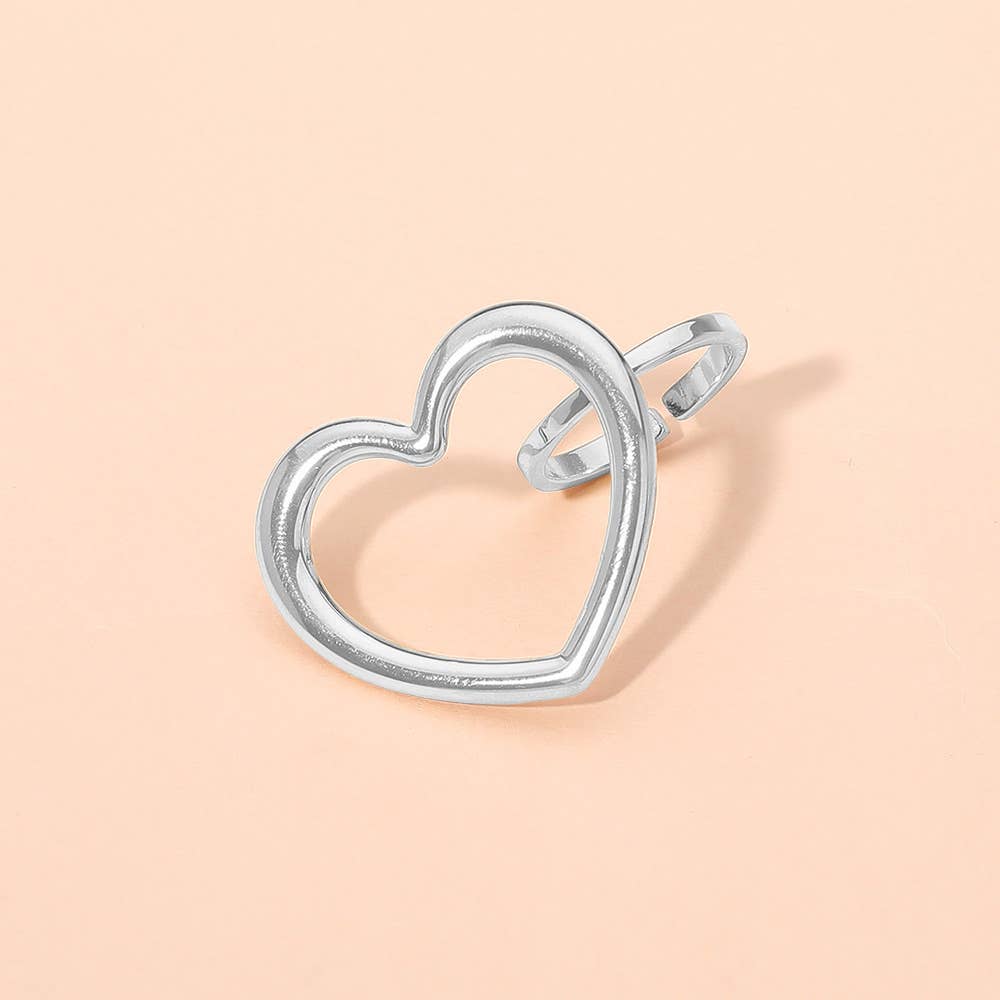 Sensibling Corp. - Wholesale Band/Stacked Ring - SECRET BOX_Stainless Steel Adjustable Open Heart Ring3