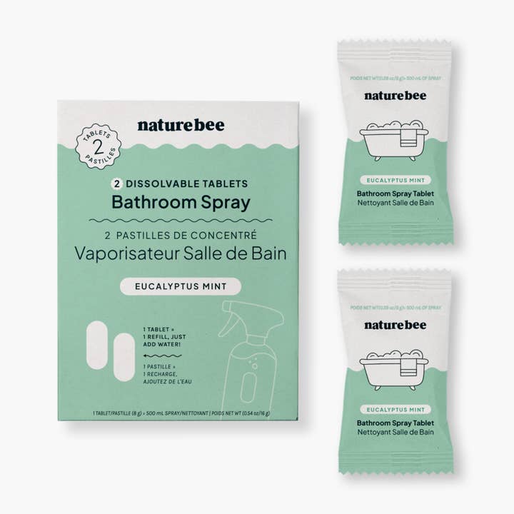 NATURE BEE - Wholesale Multi-Surface Cleaner - 2 Eucalyptus Mint Bathroom Cleaning Spray Tablets (Box)