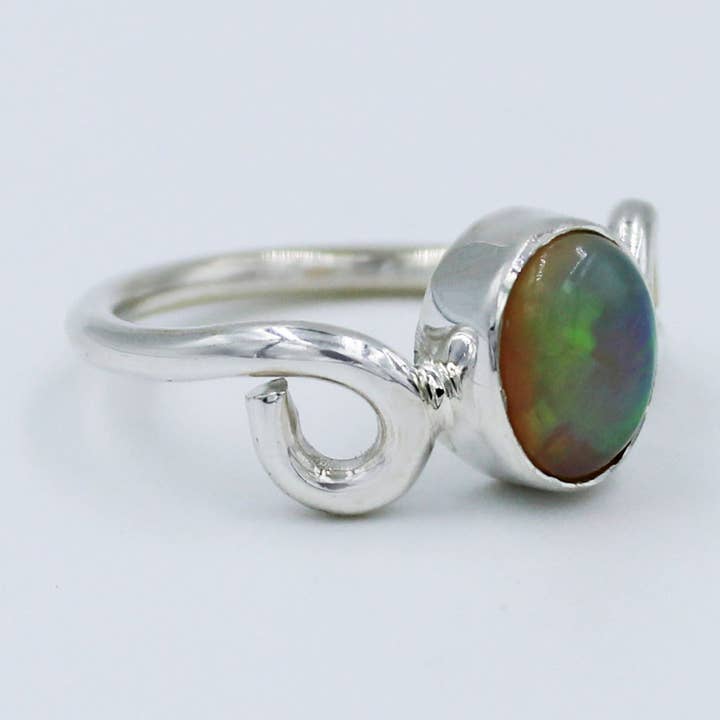 Top Quality Ethiopian Opal 925 Silver Handmade Women's Ring Size 7 for wholesale by Silvex Jewelry