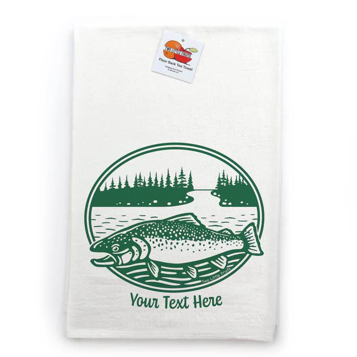 Toalhas de Chá Personalizadas | Estampa de Peixe Truta | Algodão por atacado de Two Little Fruits