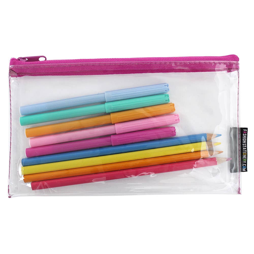 Powell Creative Products Ltd – wholesale Pencil case/pouch – Clear Small Exam Pencil Case Flat See Through Back To School12