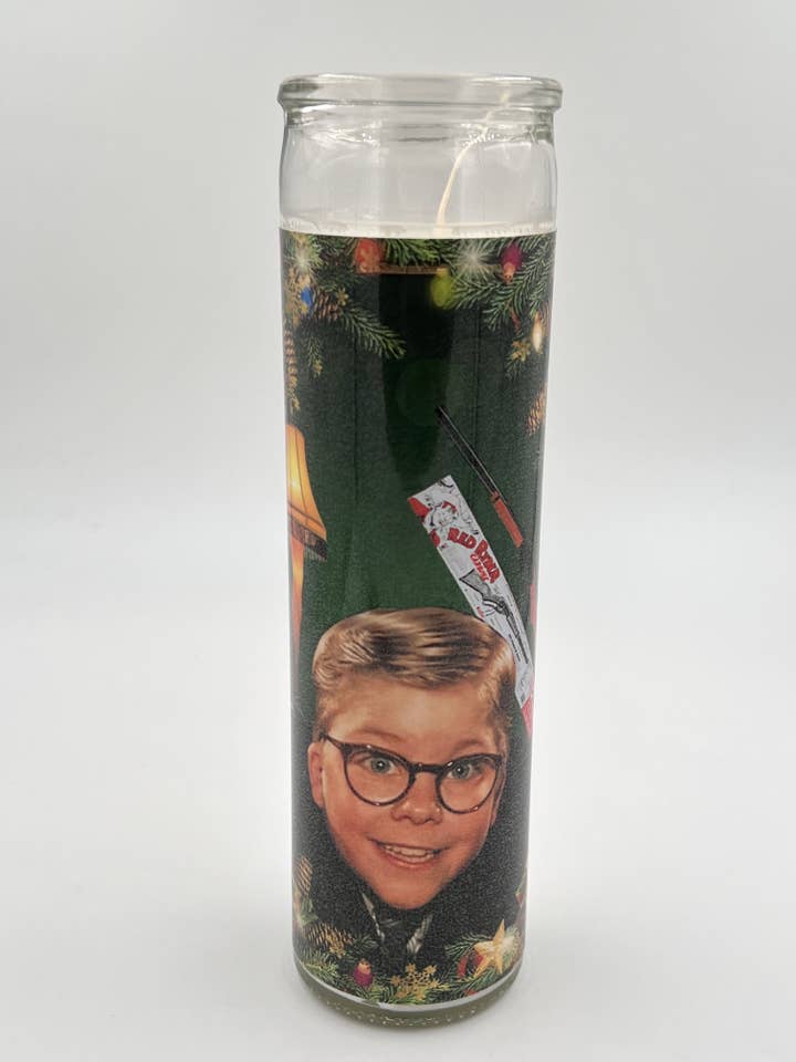 Ralphie Leg Lamp Red Ryder Christmas Story Prayer Candle for wholesale by Rustbelt Cooperative