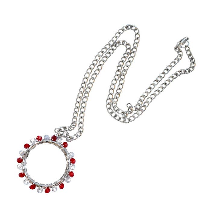 Love Tranece - Wholesale Pendant/Charm Necklace - July Ruby Crystal Birthstone Wire Wrapped Pendant Necklace