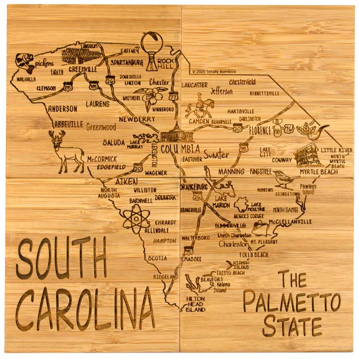 Totally Bamboo - Wholesale Coasters - South Carolina Puzzle 4-Pc. Coaster Set with Case4