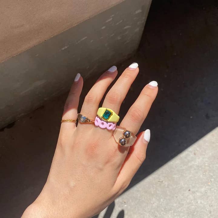 Dalbit New York Jewelry - Wholesale Single Stone/Solitaire Ring - Candy Color epoxy point gem Ring