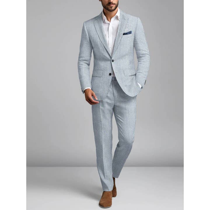 Ferrecci - Wholesale Suit Set - Men's - Ferrecci - Men's Slim Fit Two Button Seersucker Suit18