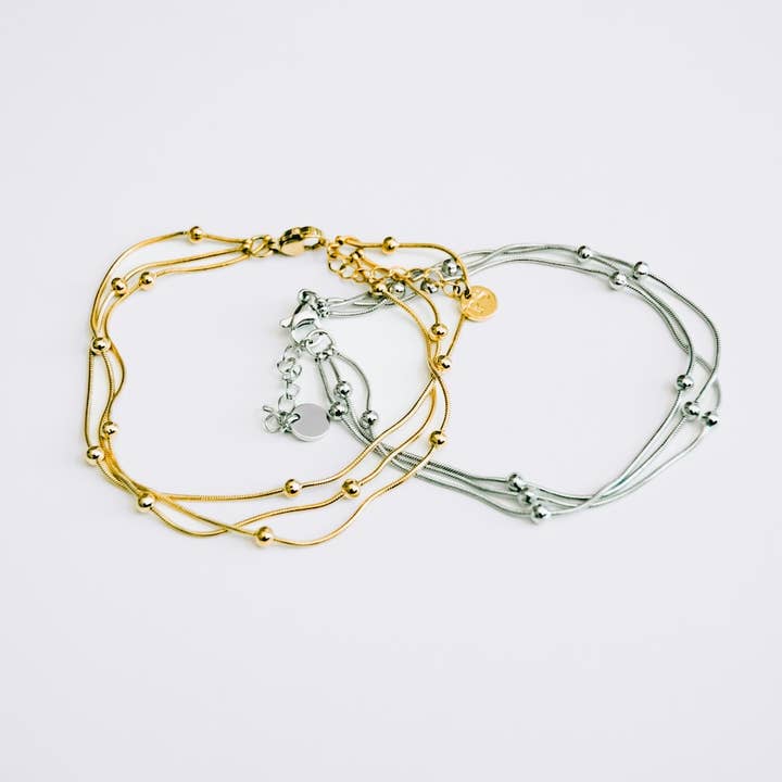 Pretty Simple - Wholesale Link & Chain Bracelet - Delicate Destiny Layered Bracelet - WATERPROOF