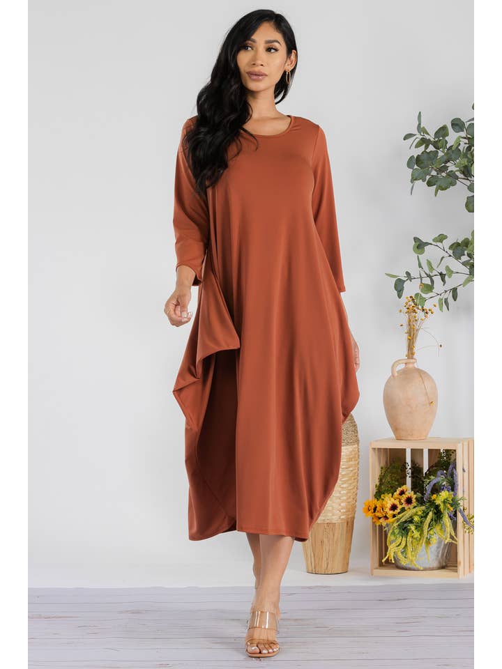 H&H Fashion Inc. - Wholesale Dress - Women's - SAN151R-SOLID - Harem Midi Dress