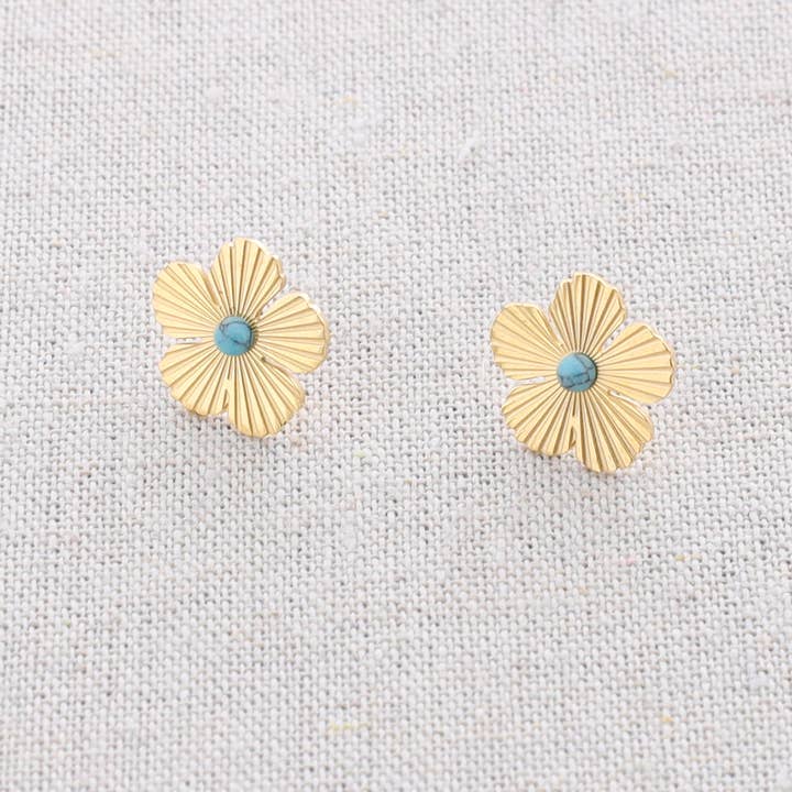 Flower Pressure Steel Earrings for wholesale by Sonata