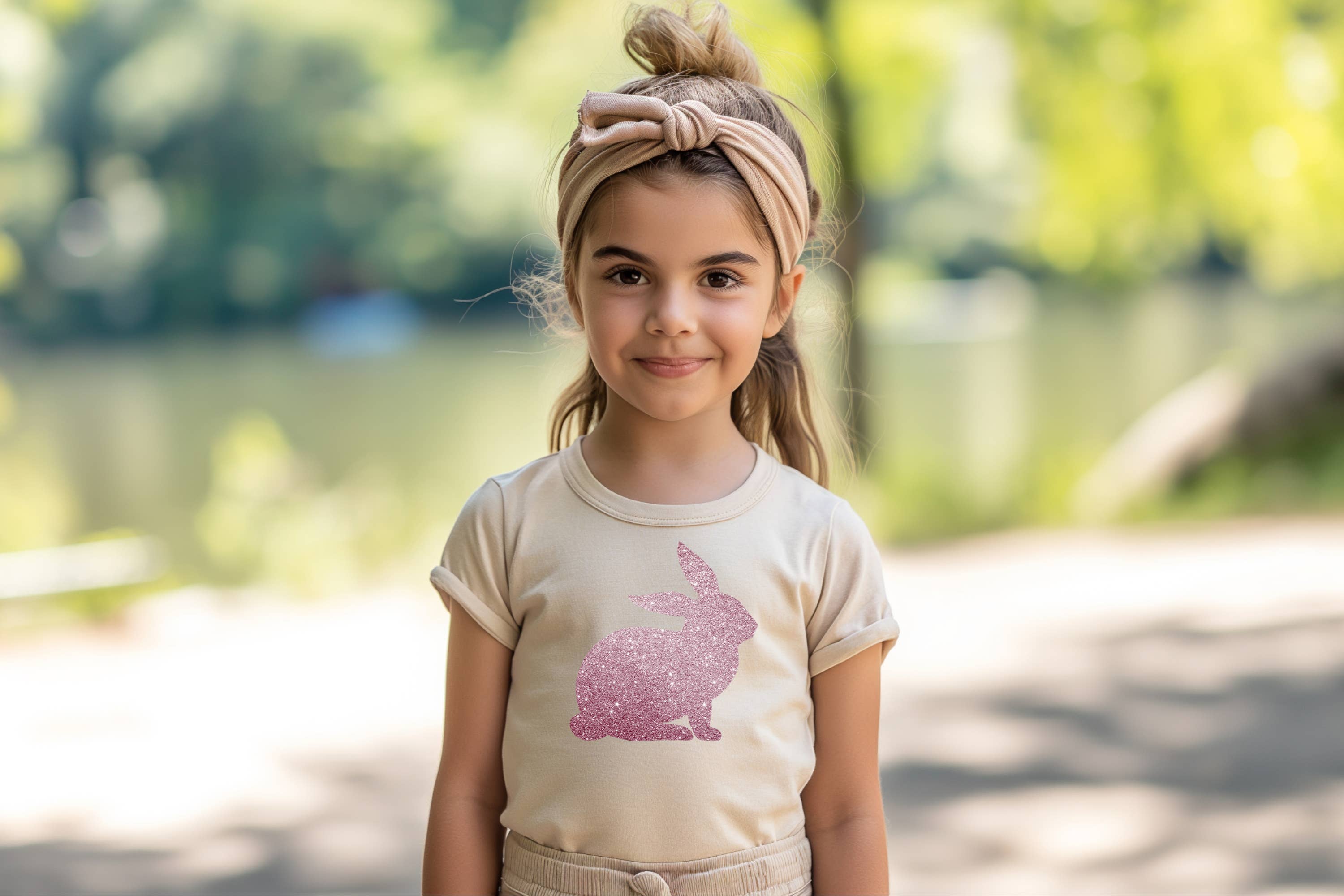 One Nine - Wholesale Screen Printed T-Shirt - Women's - Glitter Bunny tshirt, Happy Easter5