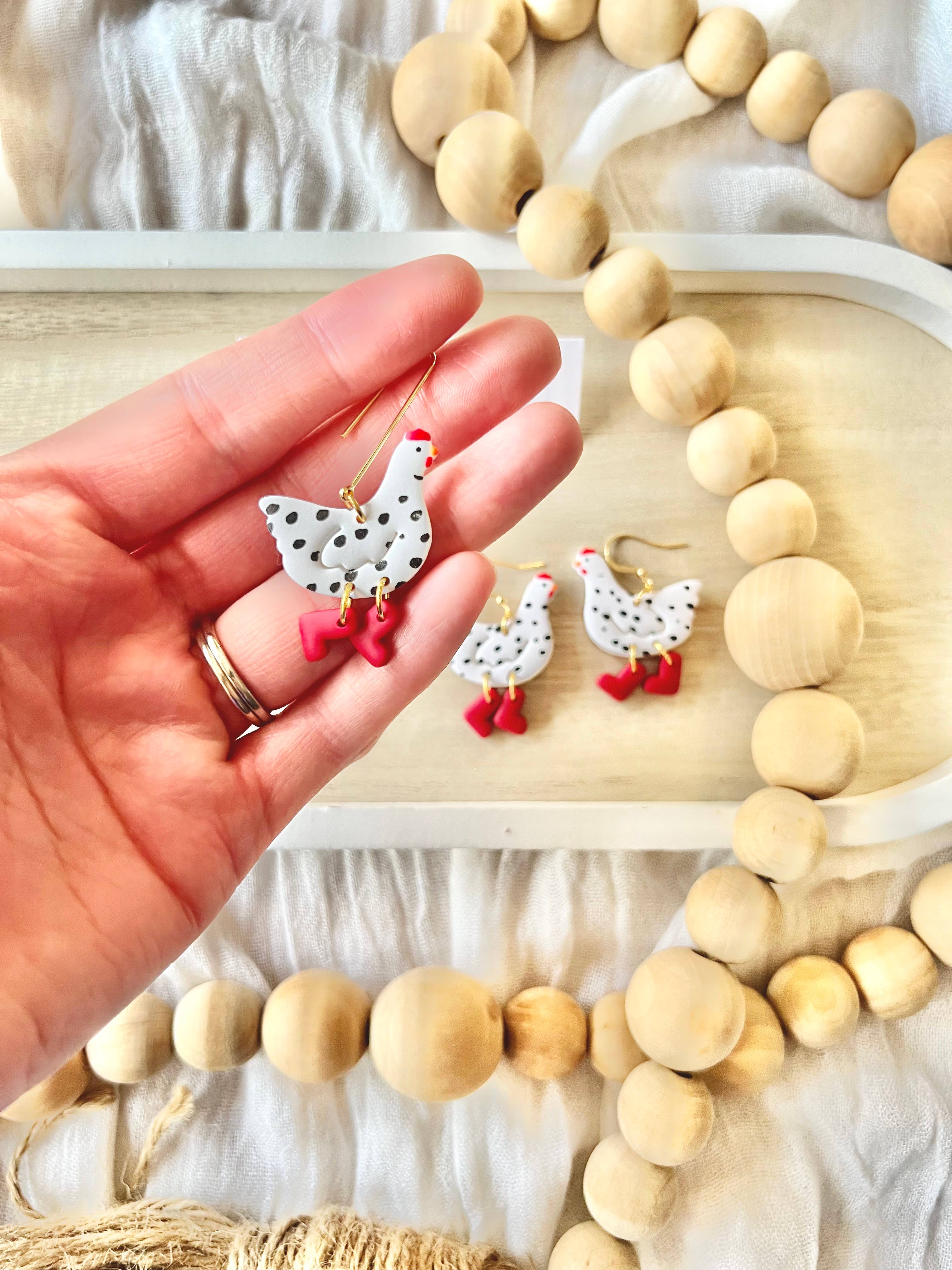 SeizeTheClayJewelry – Brincos de argola por atacado – Brincos de Galinha em Barro, Brincos de Galinha, Brincos de Animais de Quinta0