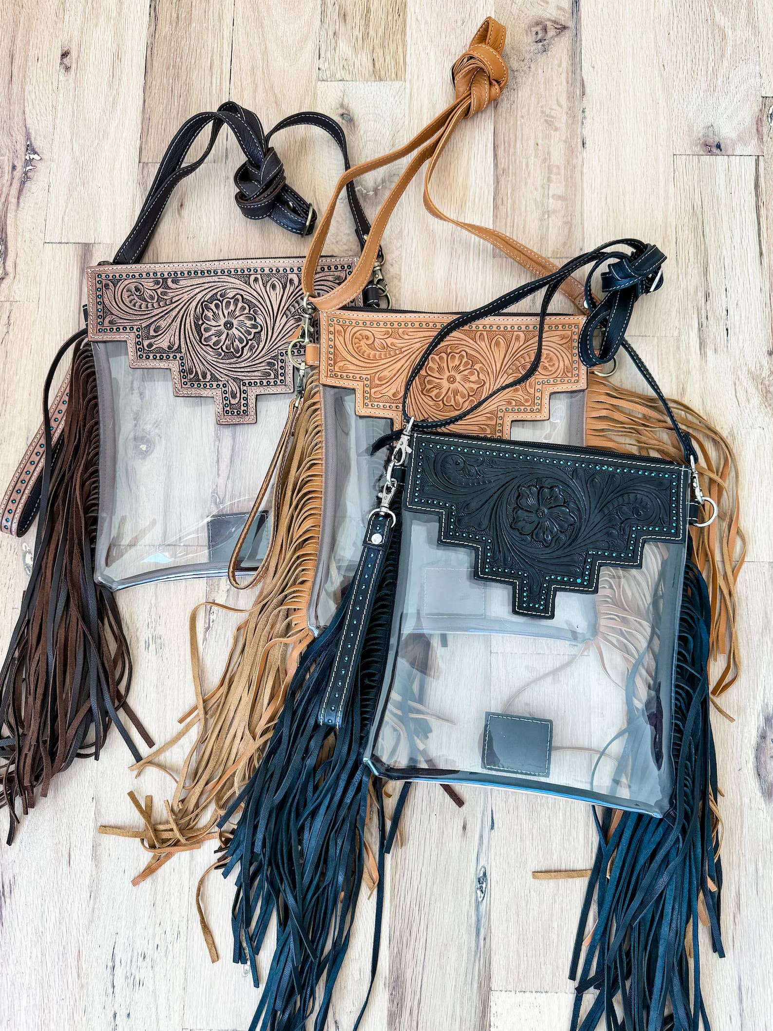 Boho Ranch Shop - Vendita all'ingrosso Borsa a tracolla - Donna - SHAYNE LARGE - Borsa da concerto a tracolla trasparente lavorata a mano3