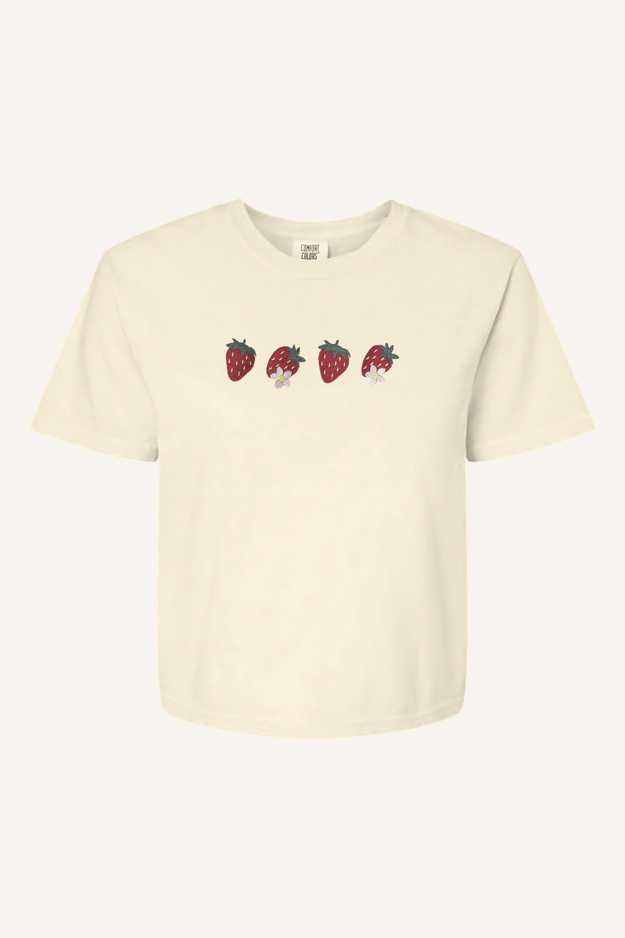 Plantiful Design Co - Venta al por mayor Camiseta - Mujer - Camiseta bordada con fresas, Fresa floral de primavera5