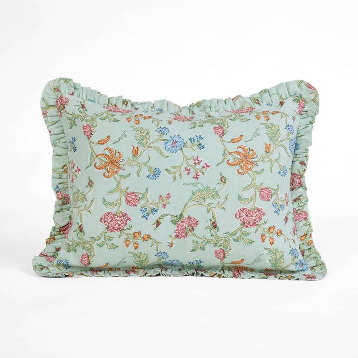 CAPA DE ALMOFADA COM FOLHOS IMPRESSA EM BLOCO - MINT VANA por atacado de Craft Boat