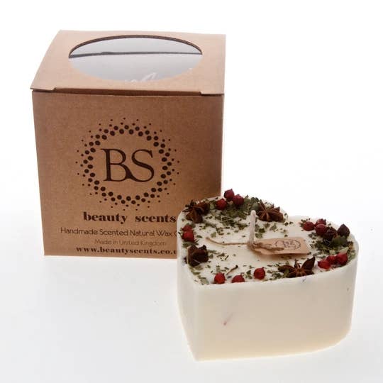 Large Heart Scented Candles With Rose Buds Box Of 6 for wholesale by Beauty Scents Ltd.
