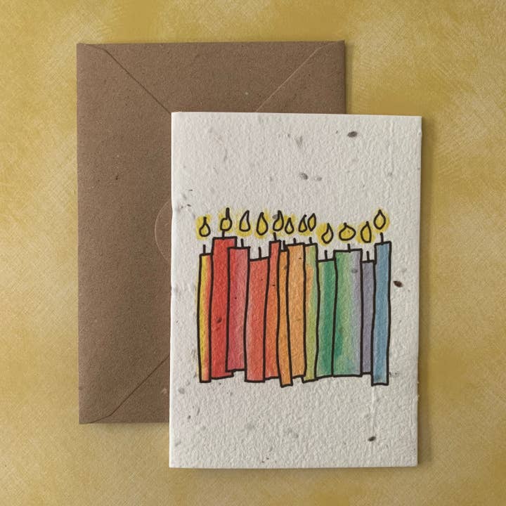Rainbow Birthday Candles Plantable Seed Card for wholesale by Plantiful Paper Company
