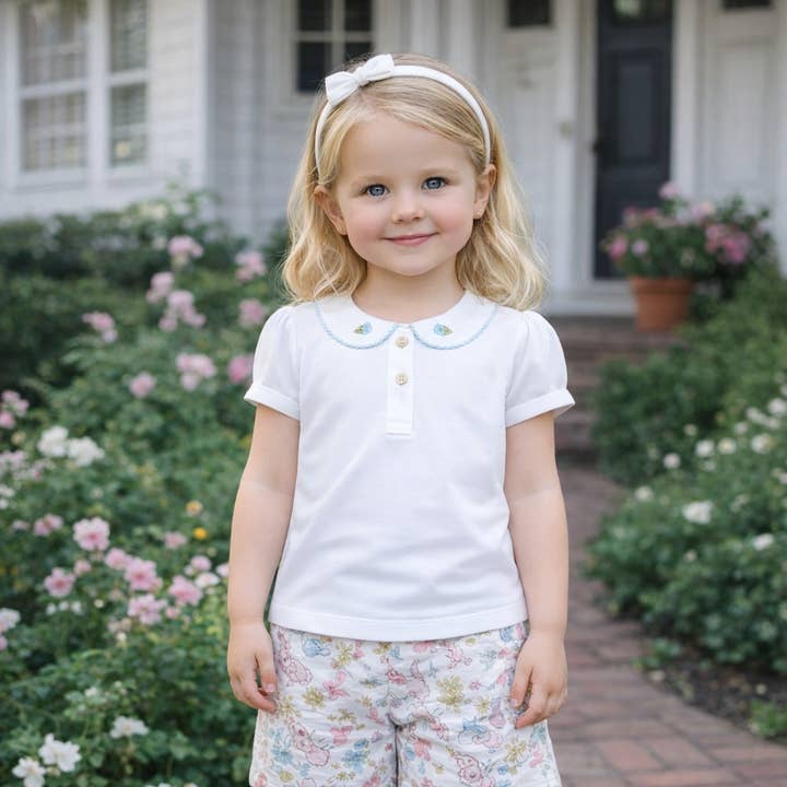 Conjunto de saia-calção da coleção Coelhinhos da Páscoa para menina por atacado de Marco and Lizzy