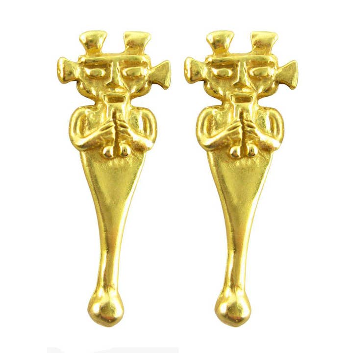 Brincos de Estudo com Figura Alongada 24k GP por atacado de Across The Puddle