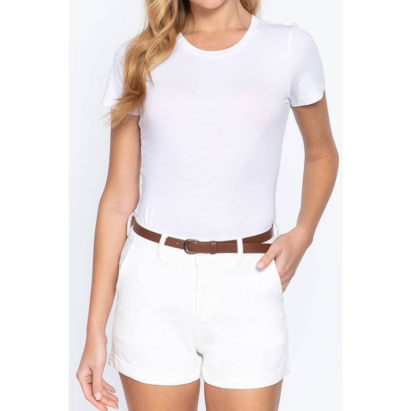 Paperdoll - Wholesale Shorts - Women's - COTTON-SPAN TWILL BELTED SHORT PANTS 8