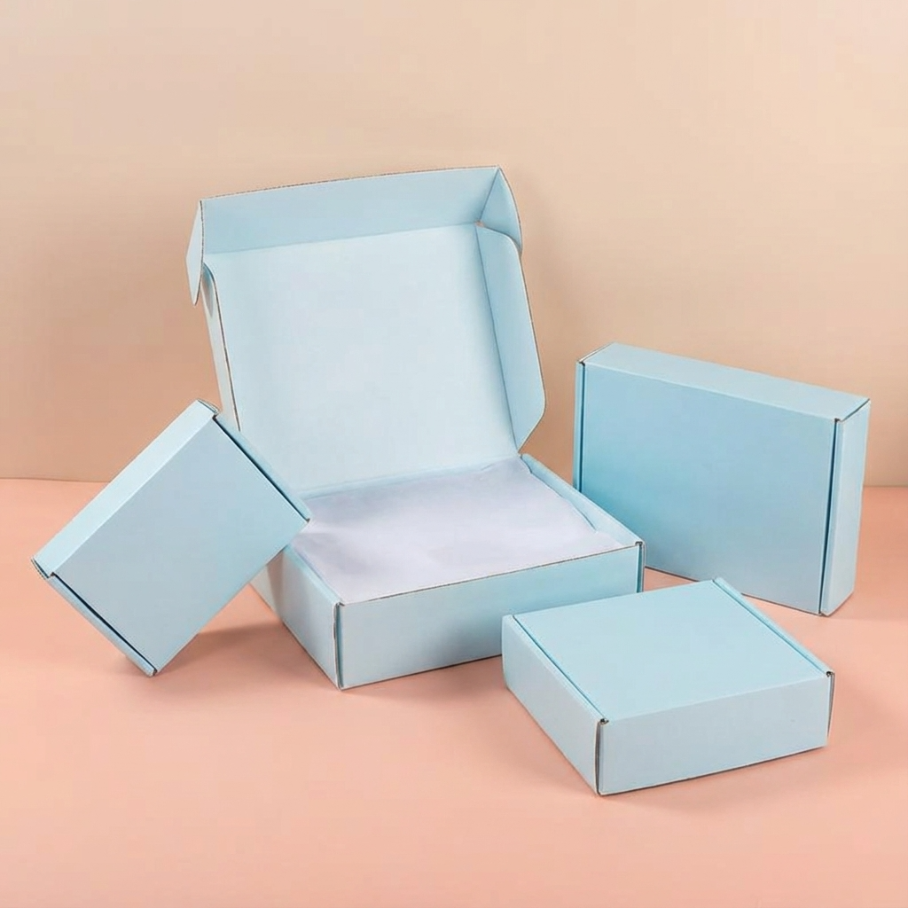 ByHome - Wholesale Gift Box - 48pc, 4 sizes Blue Corrugated Cardboard Mailer Shipping Box1