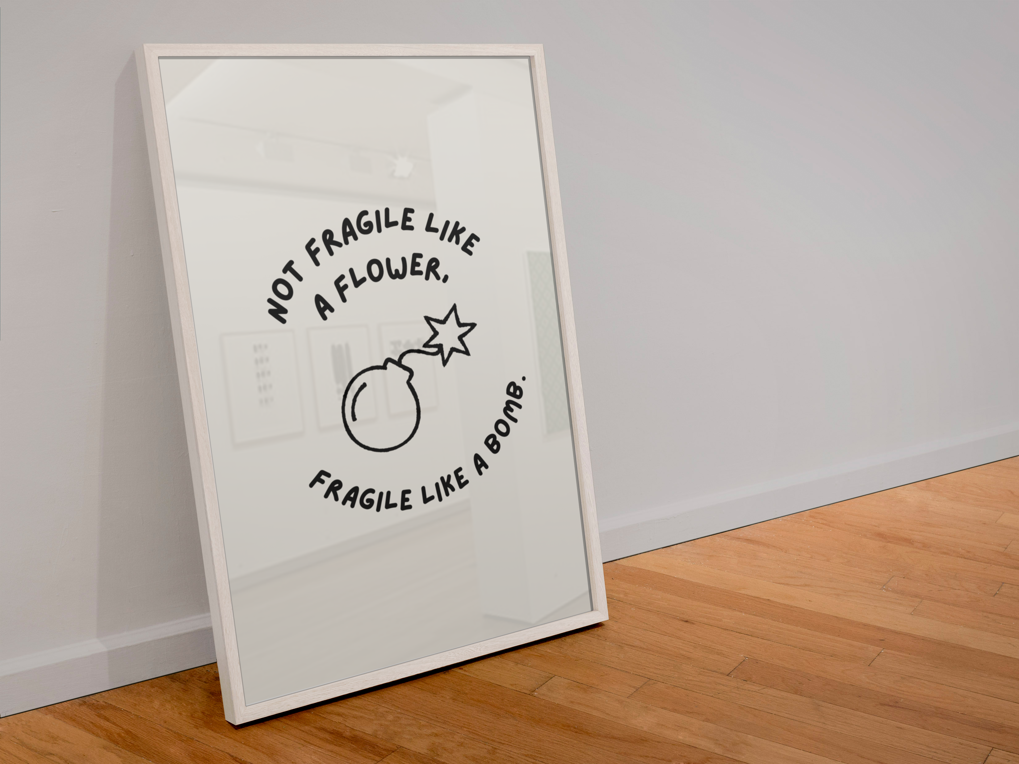 Blue Iris Designs Co - Vente Affiche d'art - Pas fragile comme une fleur Fragile comme une bombe Citation féministe0