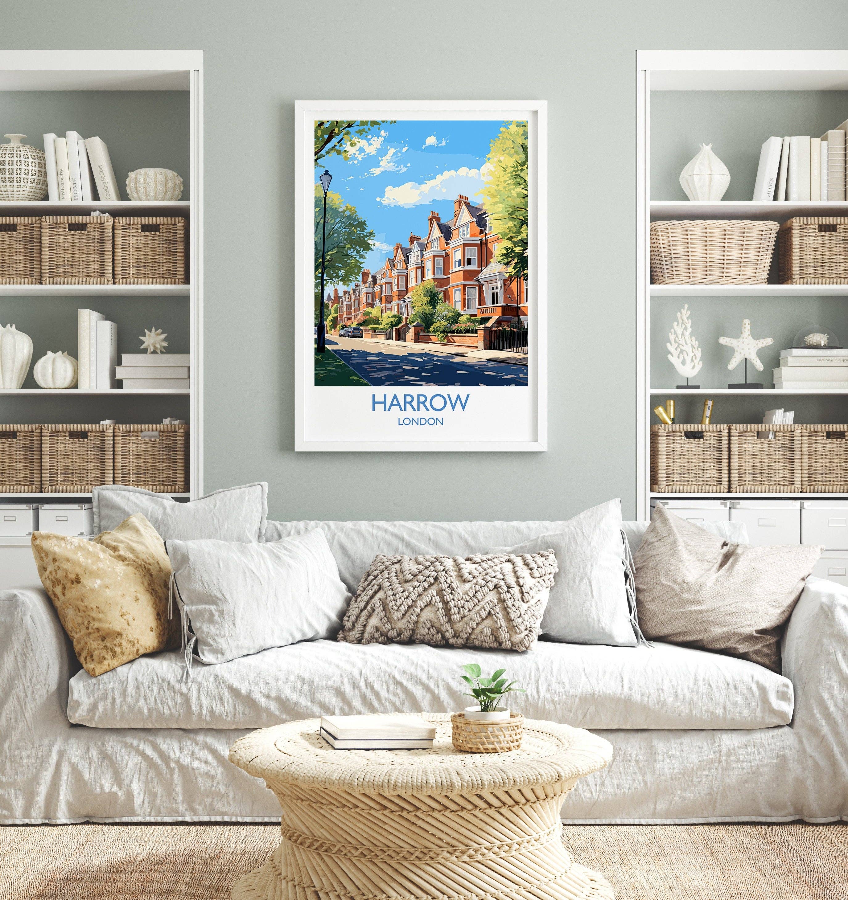 NQ Media Designs – Impressão artística por atacado – Impressão de Viagem de Harrow, Poster de Viagem de Harrow, Poster de Londres, Presente de Harrow, Arte de Harrow, Arte de Londres Presente de Viagem do Reino Unido2