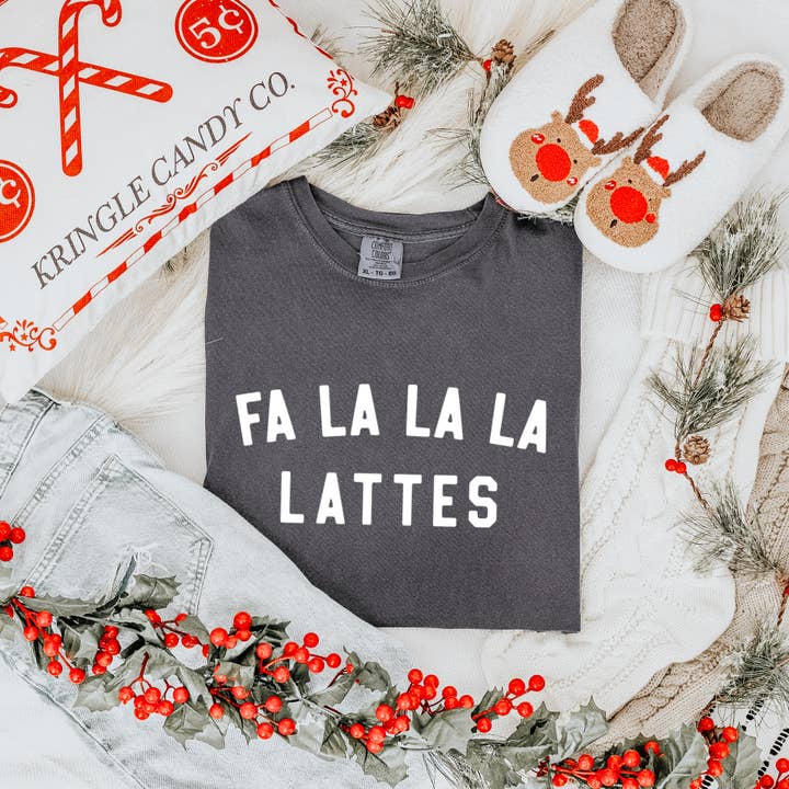 Peculiar People Designs - Wholesale T-Shirt (Graphic) - Unisex - Fa La La La Lattes Coffee Lover Christmas T-Shirt2