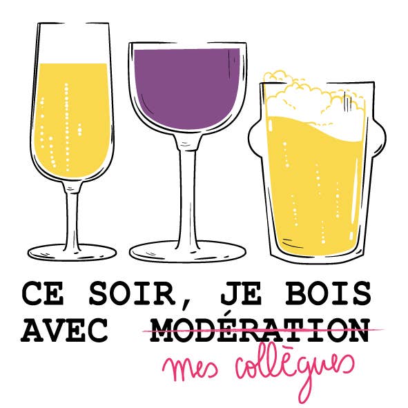 Sioou – wholesale Temporary tattoo – Ce soir, je bois avec mes collègues x50