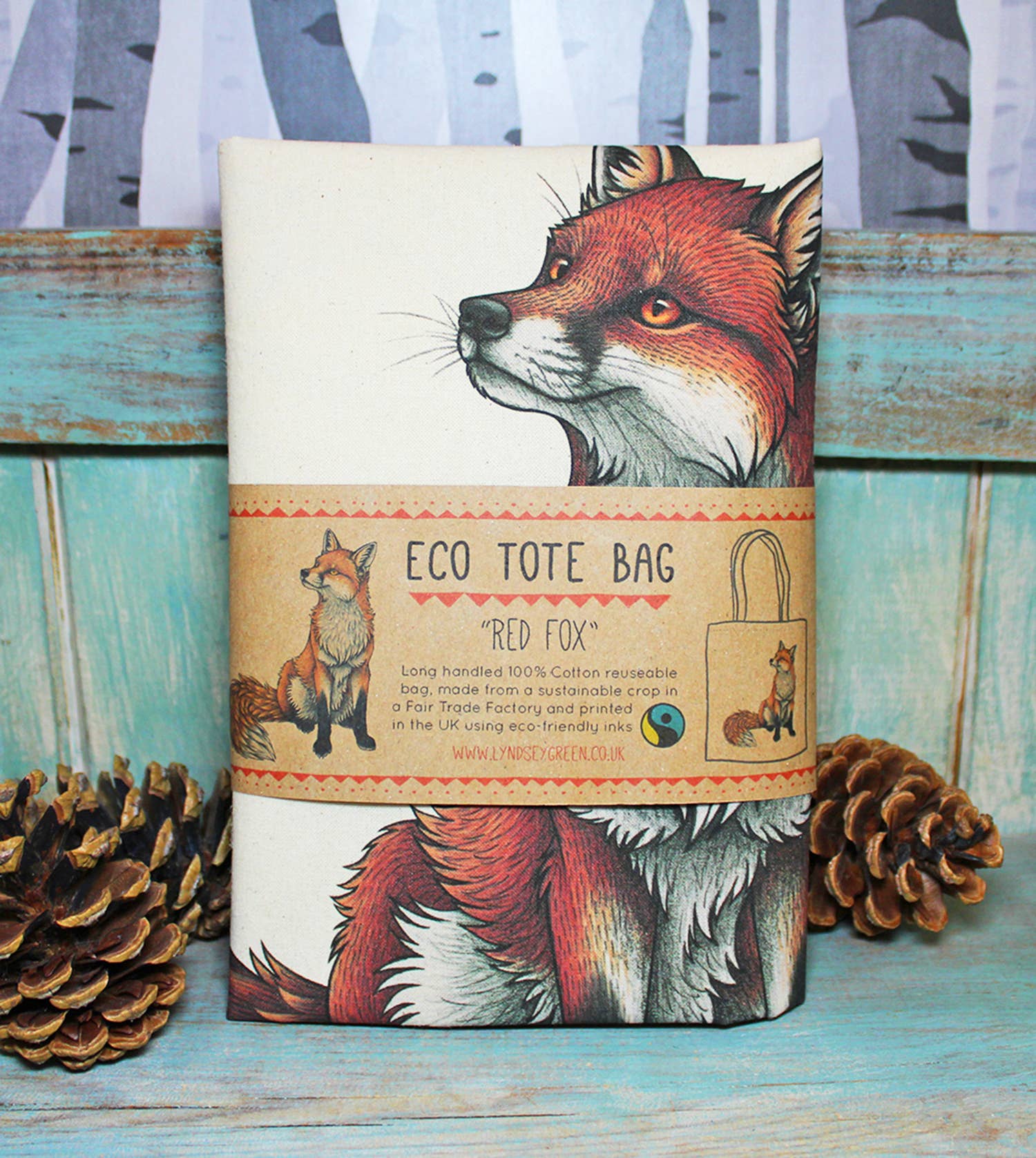 Lyndsey Green Illustration – wholesale Tote bag – Unisex – Red Fox Gusseted Tote Bag5