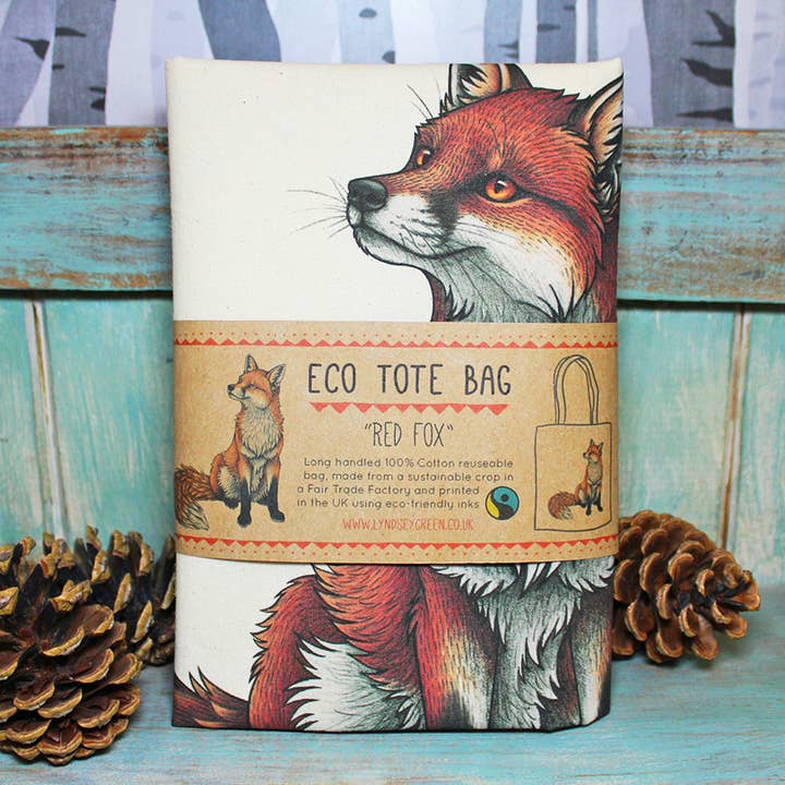 Lyndsey Green Illustration – wholesale Tote bag – Unisex – Red Fox Gusseted Tote Bag5
