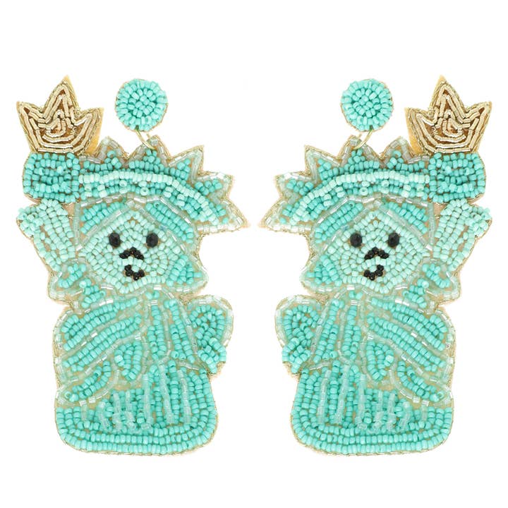 SP Sophia Collection - Wholesale Dangle Earrings - "Lady Liberty" Beaded Post Dangle Earrings