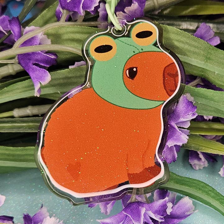 Porte-clés acrylique Barry chapeau de grenouille pour la vente par Floating Frogs