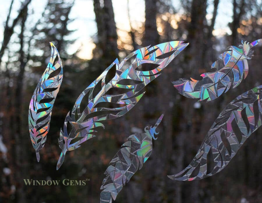 Window Gems - Wholesale Suncatcher - Feather Suncatcher - Window Clings - prevent bird strikes1