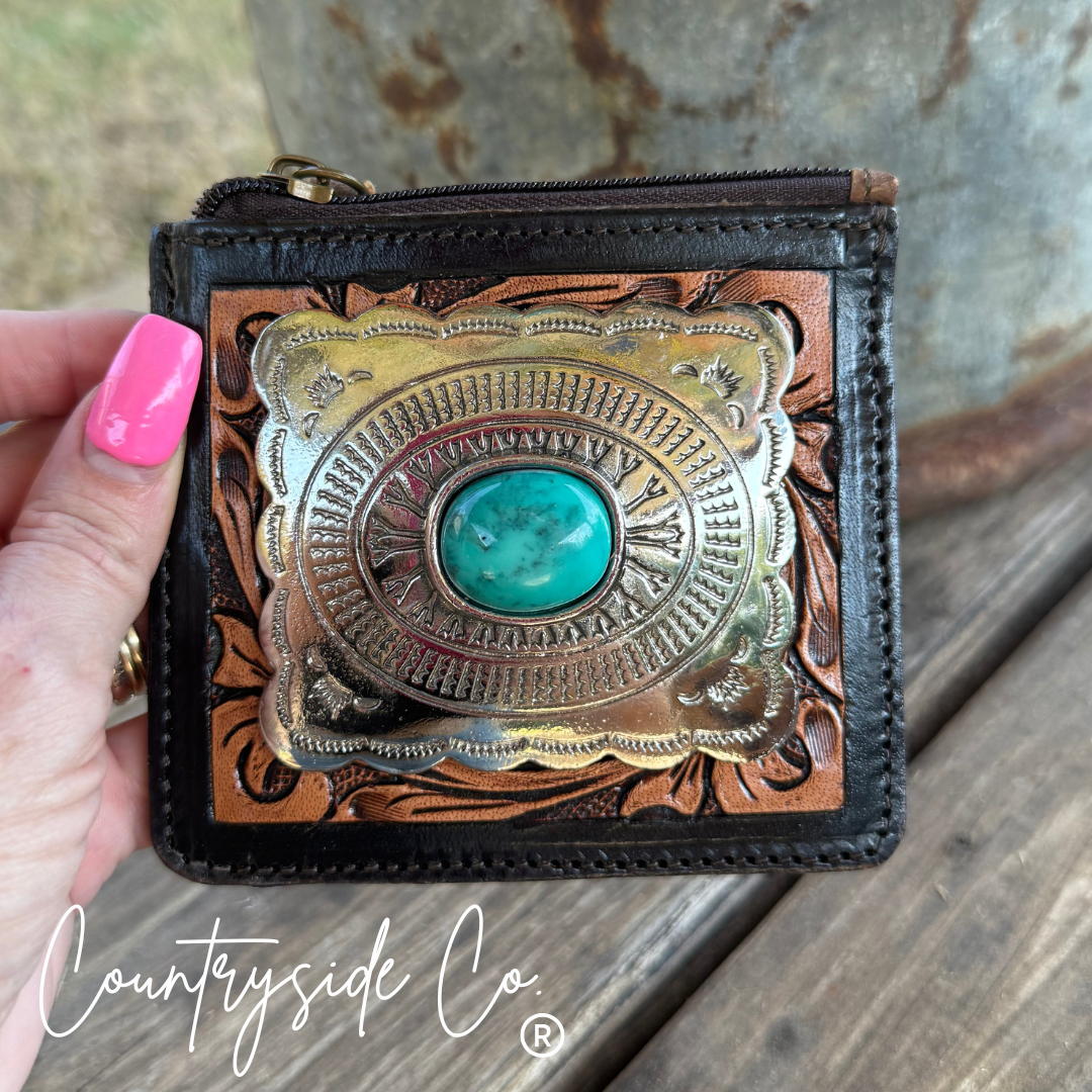 Texas Western Cowhide Bags and More – Carteira - Mulher por atacado – Carteira Pequena em Pele Trabalhada Concho0