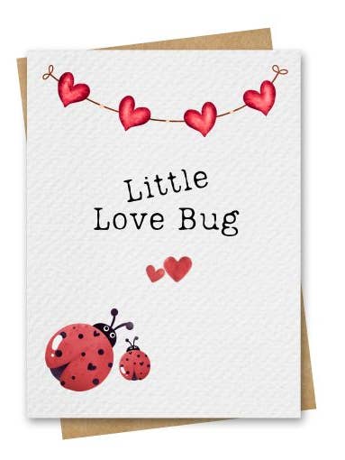 Little Love Bug Valentine's Day Card - Incl. Kraft Envelope for wholesale by Paper Kuts