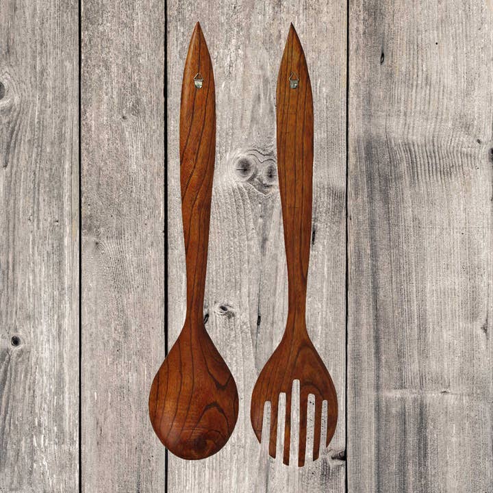 Zeckos - Wholesale Wall Accent - Set of 2 Wooden Fork & Spoon Wall Hanging Decor4