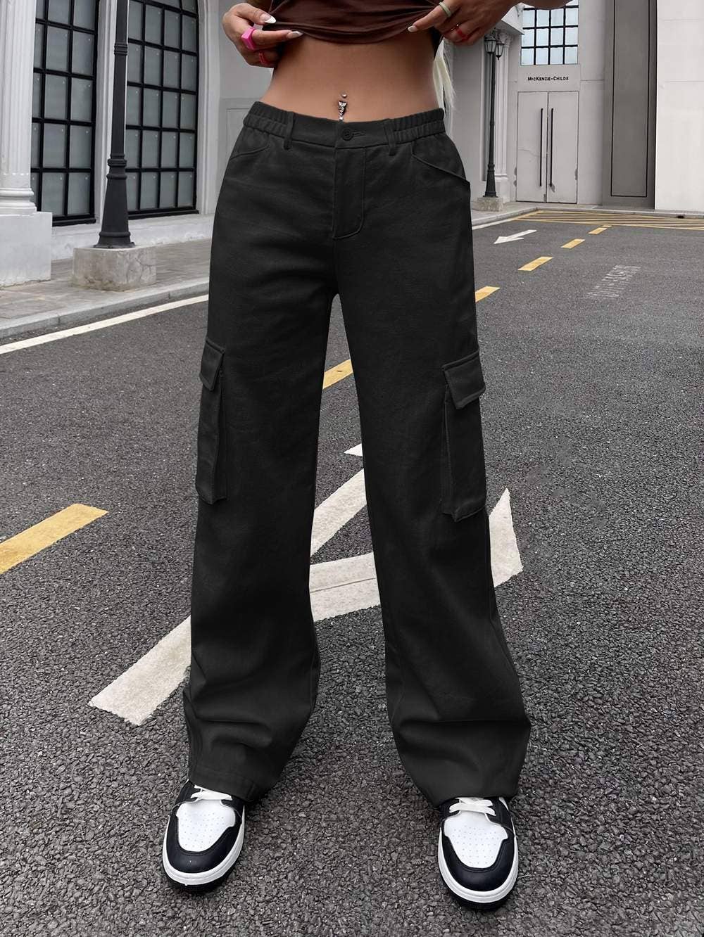 Fashion Combination - Wholesale Pants - Women's - flap pocket side cargo pants1