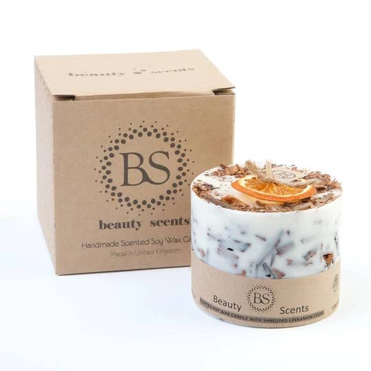 Large Scented Soy Candle With Shredded Cinnanon Box Of 6 for wholesale by Beauty Scents Ltd.
