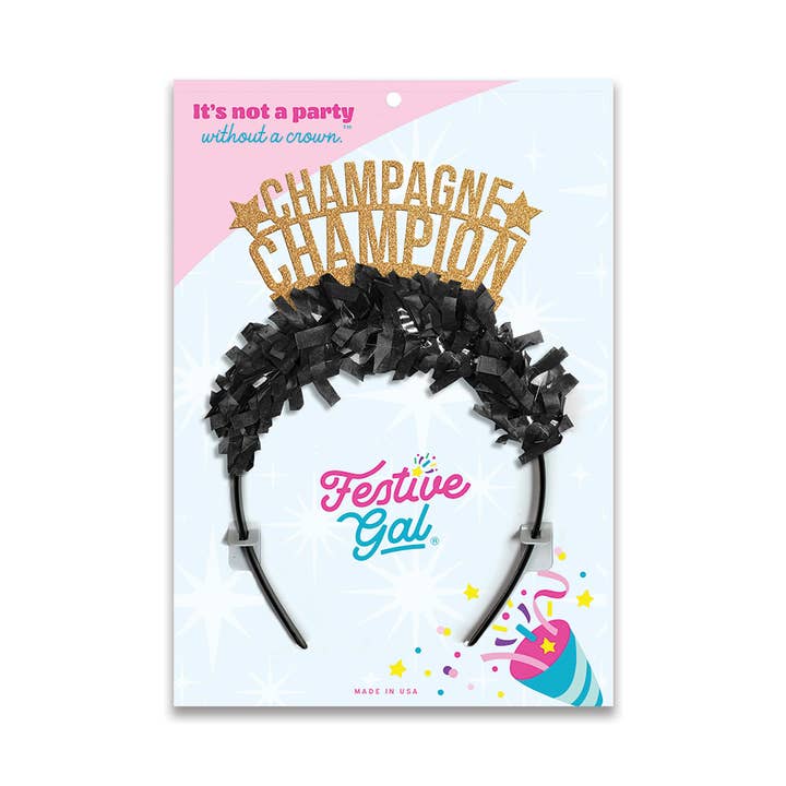 Festive Gal - Wholesale Feestmuts/hoed/kroon - Champagne Champion Nieuwjaarsfeest Hoofdband Crown Decor3